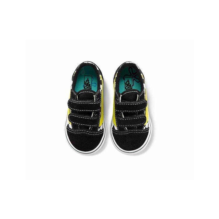 SpongeBob SquarePants X Vans Old Skool Velcro Toddler Off The Wall Baby Sneakers Black White Yellow VN000D3Y9EK