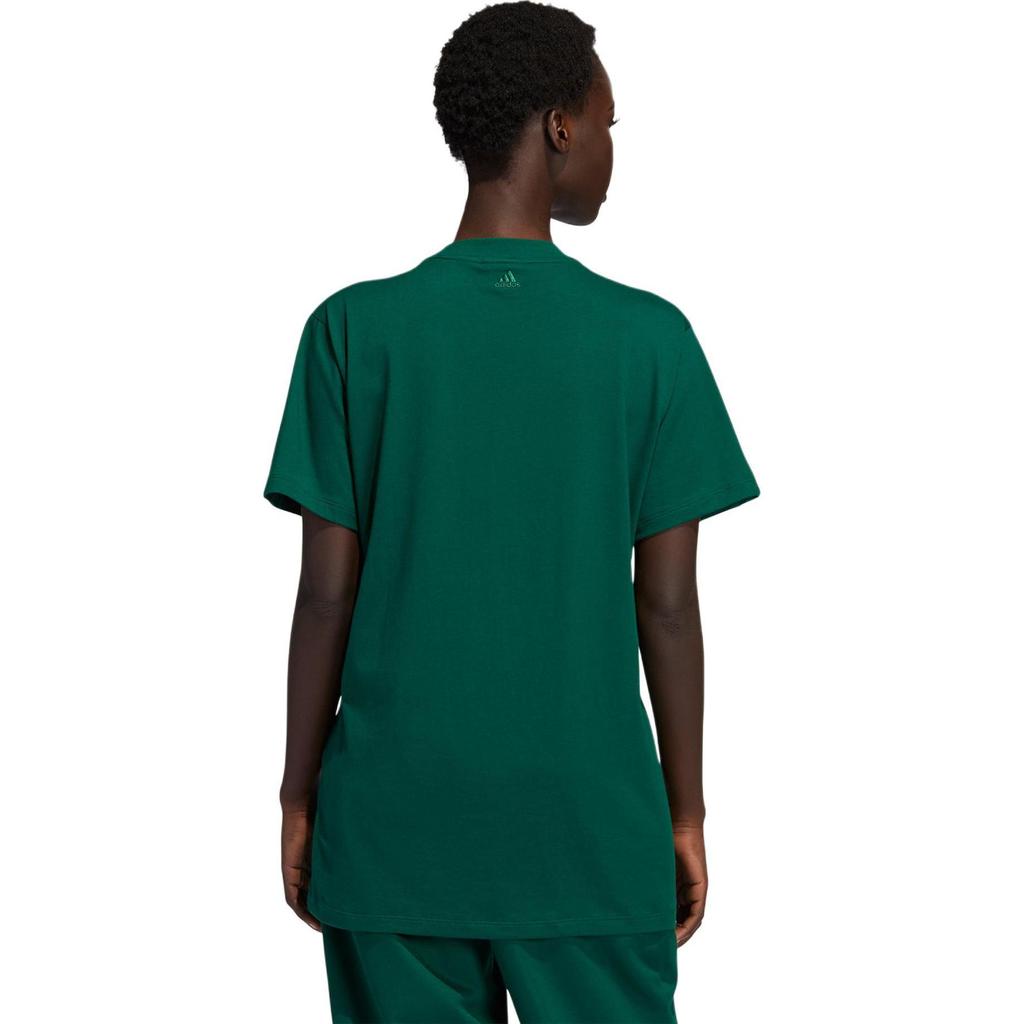 adidas Ivy Park 4All Culoare uni Moda Confortabil Moale Gât rotund Tricou cu mânecă scurtă Femei Topuri Verde-închis GT4081
