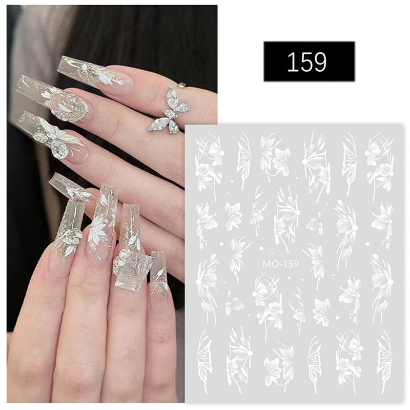 Ins Style Hand-Painted Net Red Floral Butterfly Type Nail Sticker Ornament Nail Art Hand-Painted Sticker