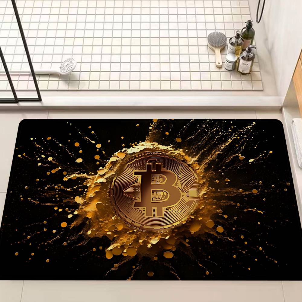 B-Bitcoin LOGO Door Mat Washable Non-Slip Living Room Sofa Chairs Area Mat Kitchen Doormat Area Rug