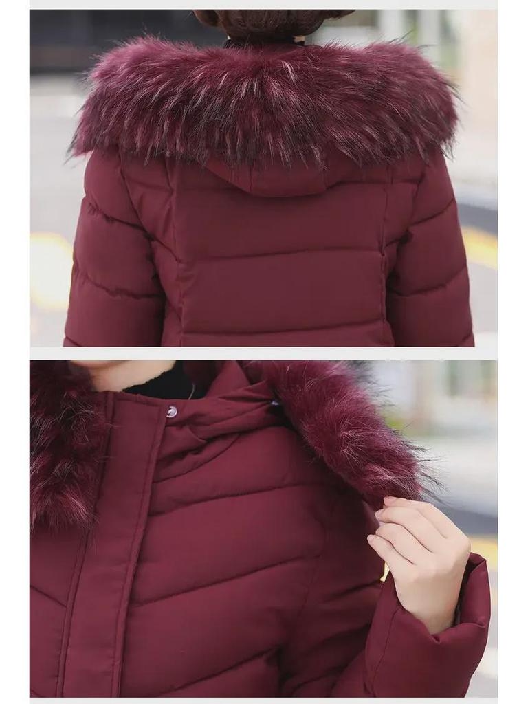 Mamčin zimní kabát nadměrné velikosti: Bunda střední délky, silně vatovaná bavlnou, pro stylové ženy středního a staršího věku.