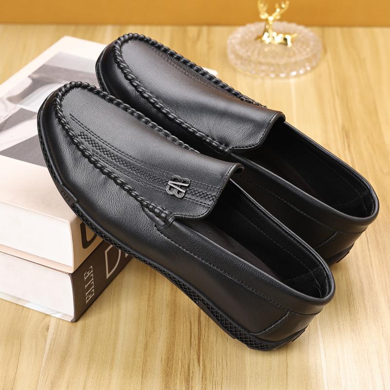 

Leather Men s Casual Shoes Luxury Brand Man Loafers Breathable Business Shoes Formal Dress Shoes Lightweight Comfort Boat Shoes 39 чёрный