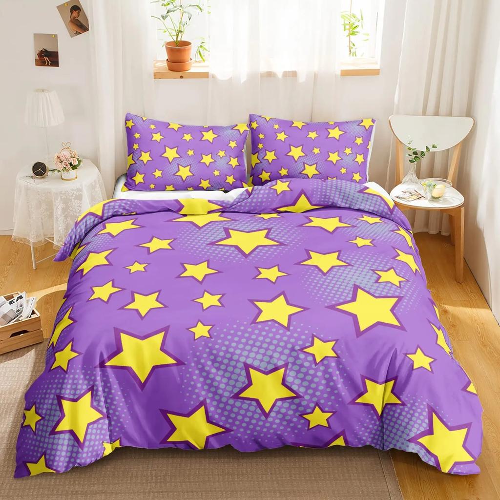 Star Printed Beding Set Quen Sized Dimensions Galaxy Soft Duvet Cover Set Boy Fantasy Universe Warm Comforter Cover Ultra-Soft Polyester Comfortable