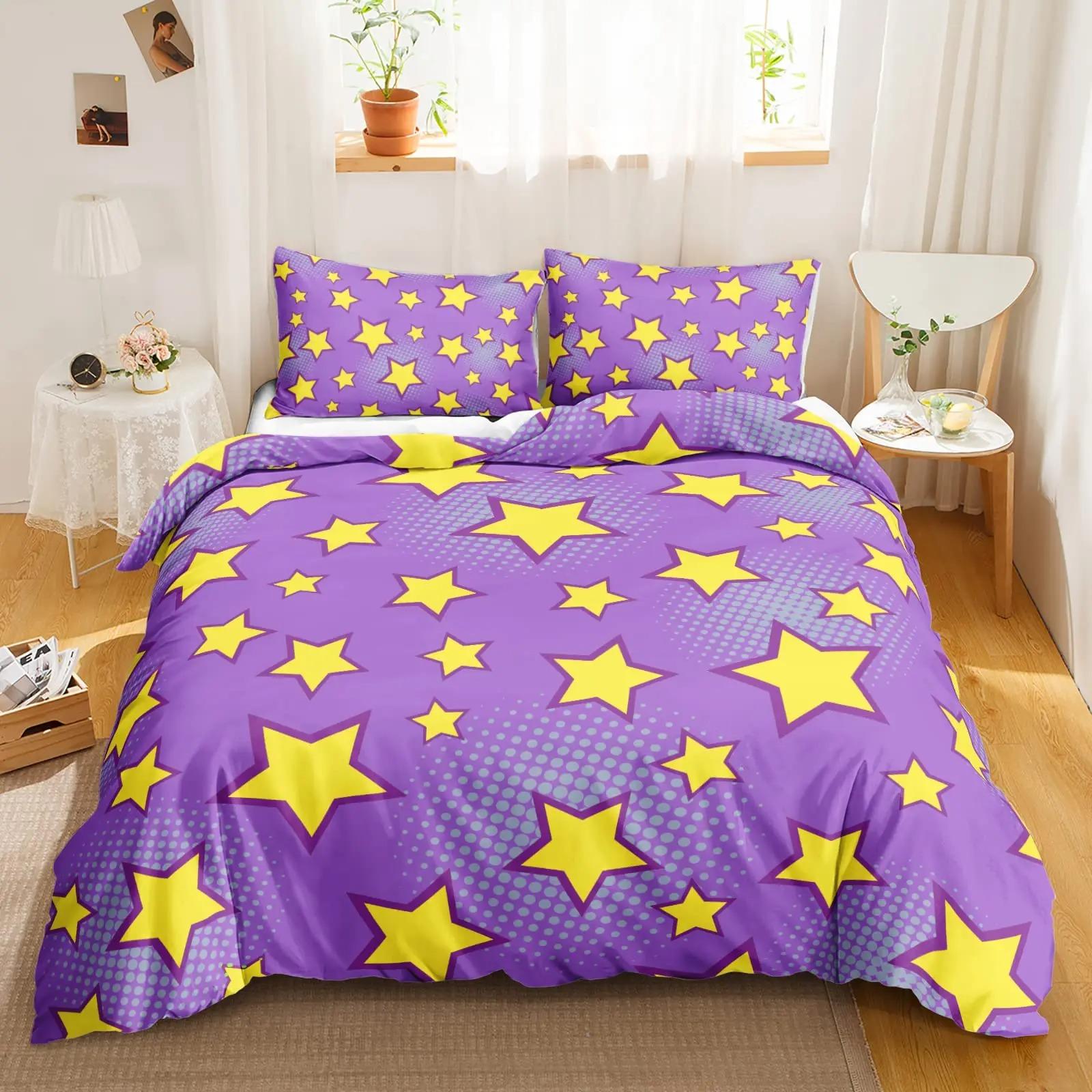 

Star Printed Beding Set Quen Sized Dimensions Galaxy Soft Duvet Cover Set Boy Fantasy Universe Warm Comforter Cover Ultra-Soft Polyester Comfortable 135*200cm Eu-Single
