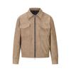 European and American Men's Suede Velvet Zipper Jacket with Large Pockets and Lapel.