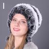 1PCS Fashion Rex Rabbit Fur Hat Fur Ball Beanies Earmuffs Hat Warm Caps Autumn and Winter Women's Comfortable