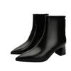 Soft Leather Pointed Short Boots Women's New Spring and Autumn Single Boots Thick Heel Medium Heel Thin Autumn High Heel Boots Bare Boots