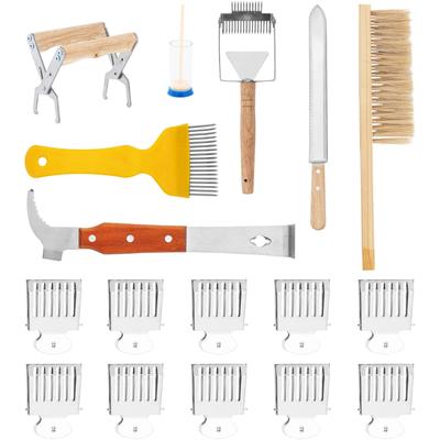 Set of Beekeeping Tools: Chisel, Brush, Gripper, Uncapping Tool, 17 Pcs.