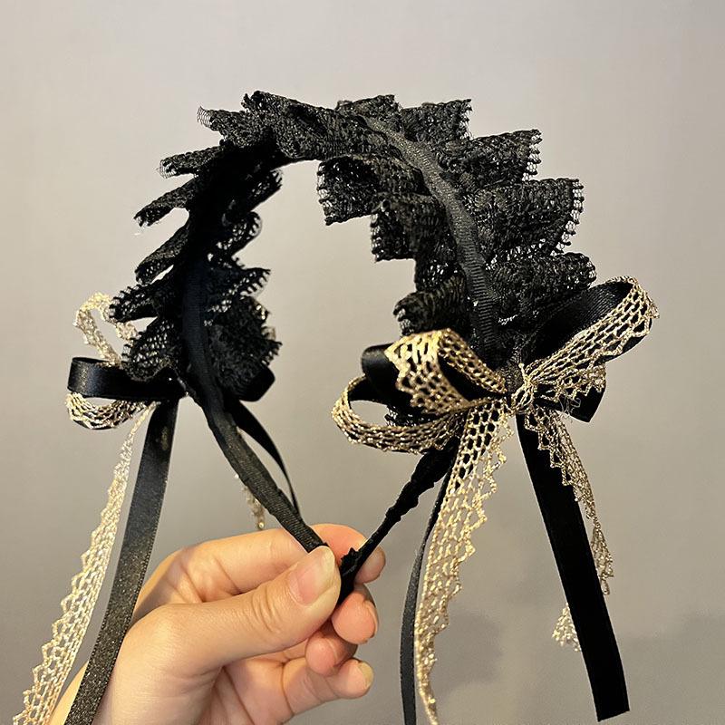 Retro Lolita Pleated Lace Headband & Hair Clip - Cute Children's Hair Accessories