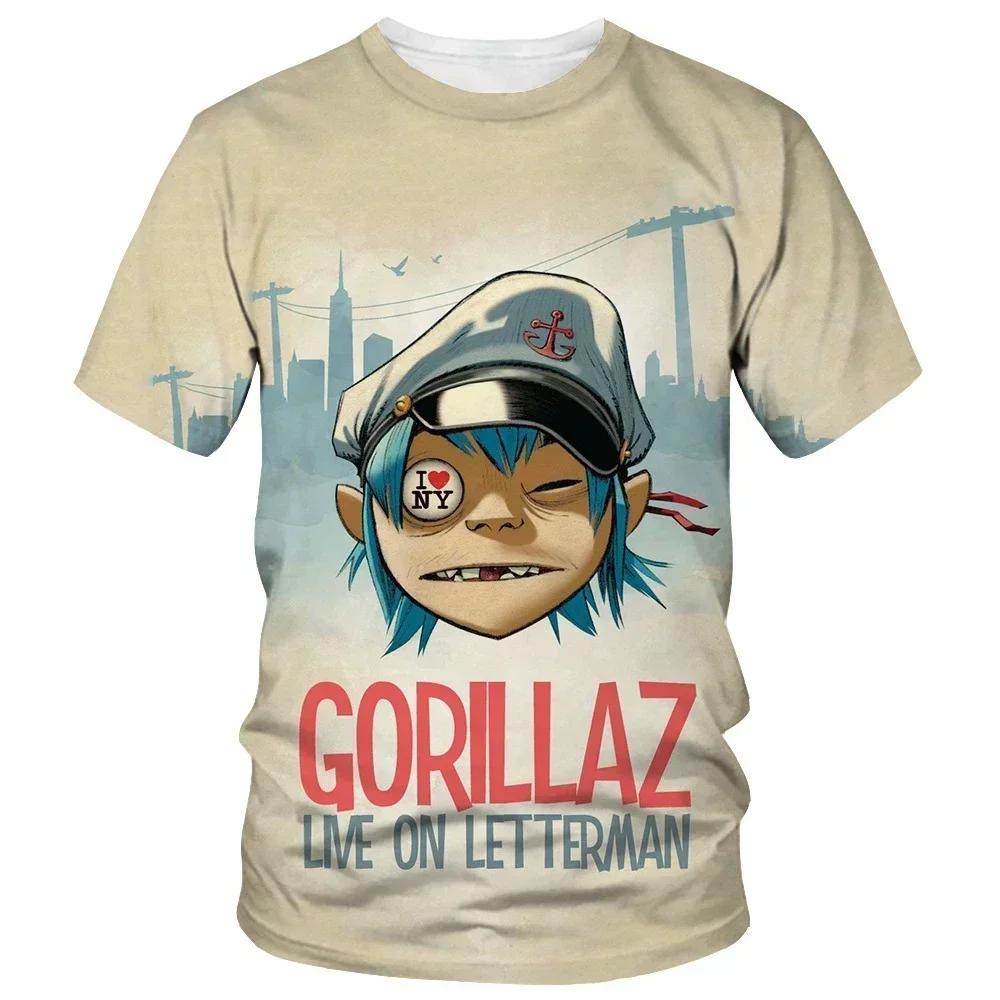 

От мультфильма до модной новой футболки Gorillaz с 3D-принтом, повседневная футболка с коротким рукавом в стиле Харадзюку для мужчин и женщин в стиле хип-хоп, уличная футболка XL хаки