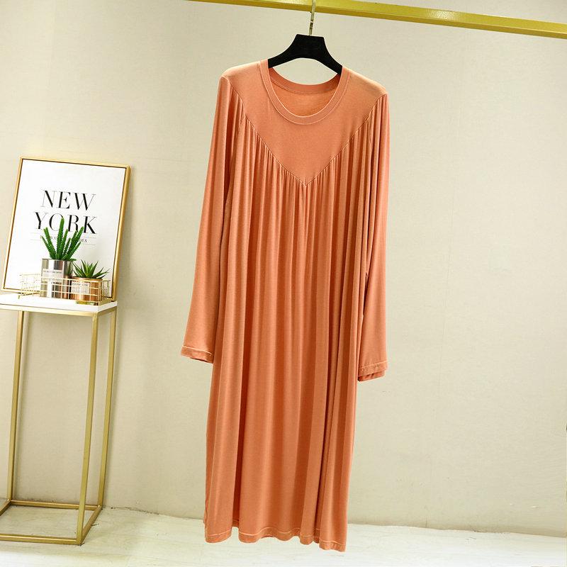 V-Neck Pleated Modal Cotton Long Nightdress - Women's Spring/Summer 2022 Collection