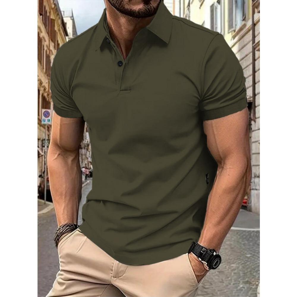 Men's New Summer Solid Color Top Popular Fashion Short Sleeves Slim Short Sleeves