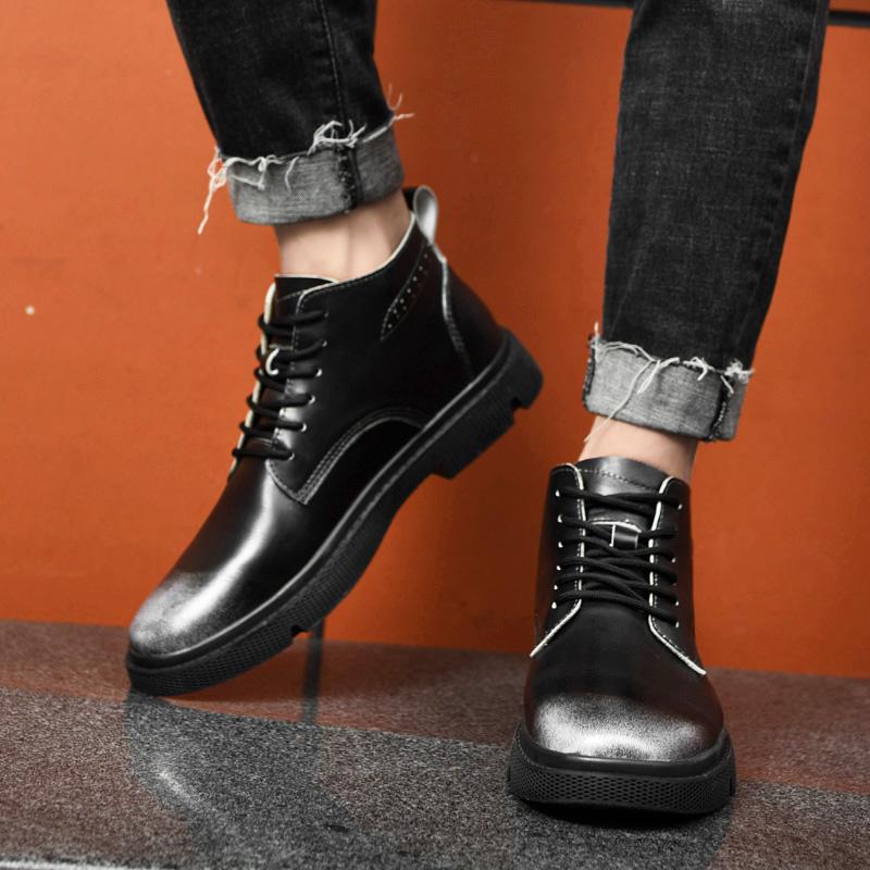 Man Elevator Shoes Men  Ankel Boots Height Increase Insole  6cm  Outdoor Plus Size 38-44