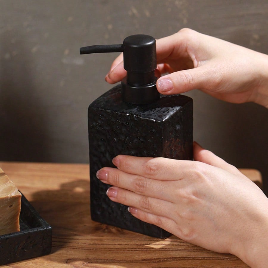 350ml Keramik Seifenflasche Flüssigseifenspender Lotionflasche Handdesinfektionsmittelspender für Flüssigseife Badezimmerzubehör