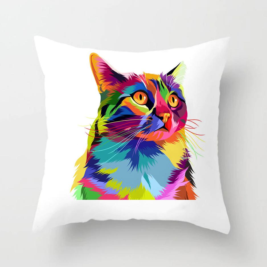 Cute Cat Pillows Cases for Sofa Home Decor Room Decoration Car Cushion Cover Polyester Pet Pillow Case Covers Pillowcase 45x45cm