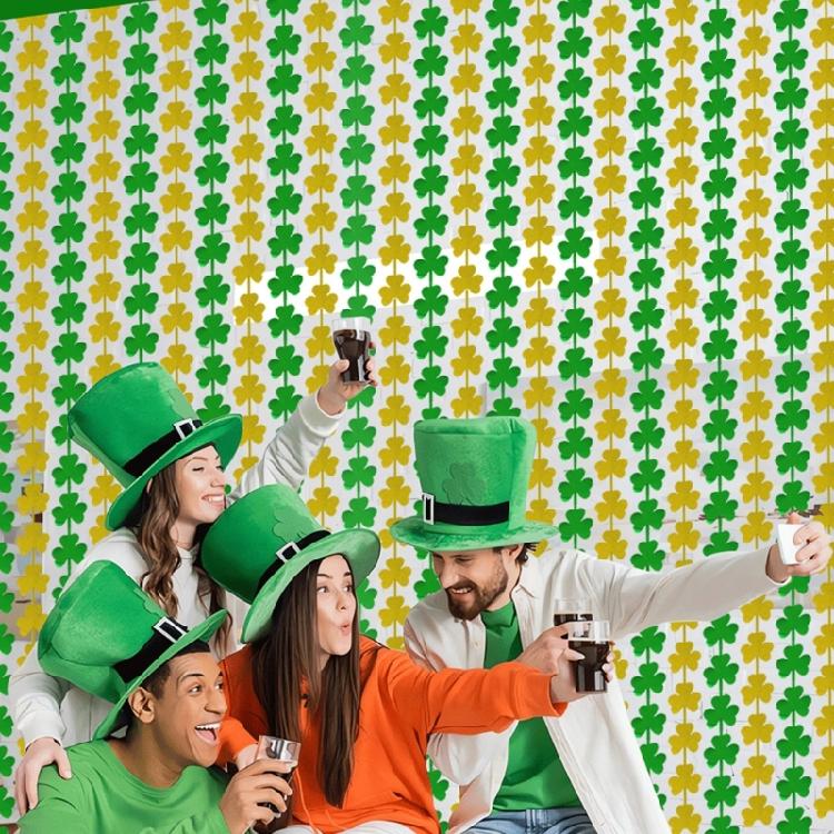 Stylish Shamrock Tinsel Curtain for Holiday Decorations Elegant Clovers Rain Silk Curtain Irish Festival Party Supplies