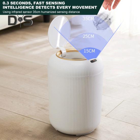 Søppelbøtte med bevegelsessensorlokk Stor kapasitet Håndfri betjening Baderom Automatisk smart søppelbøtte Søppelkurv