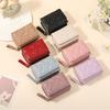 Women Stylish Tri-Fold Wallet Embroidered Heart Cash Wallet Mini Card Holder Wallet with Zippered Coin Pocket for Dating Shopping
