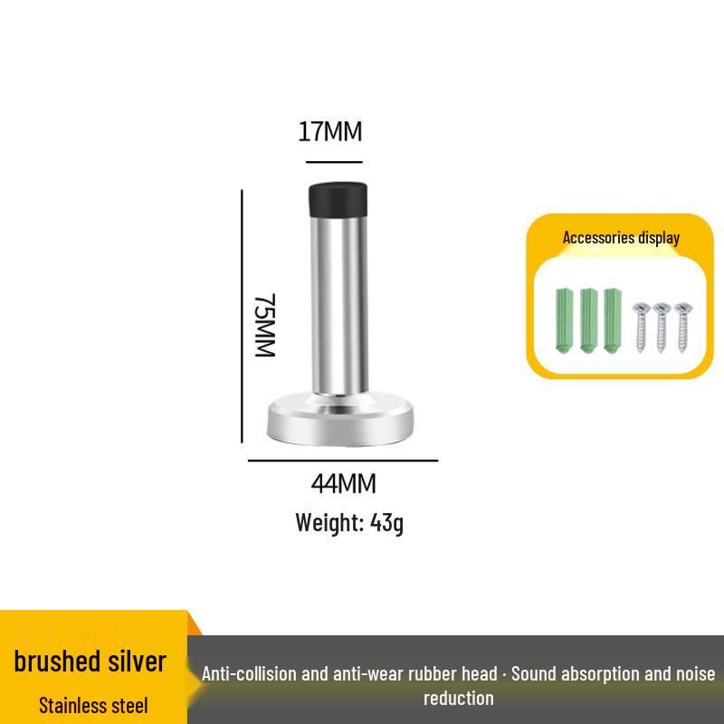 Антиколлизионная резиновая дверная пробка из нержавеющей стали для стеклянных и входных дверей