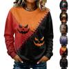 Women's Long Sleeve Halloween Print Neck Sweatshirt, Casual Relaxed Fit Pullover Top