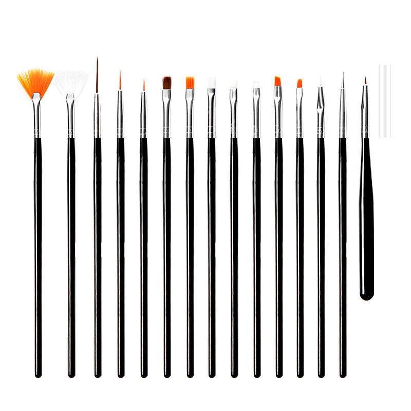 15pcs Fine Detail Paint Brush Set  Acrylic UV Gel Drawing Dotting Manicure Nail Art Design Tools Makeup Accessorie Gel Brush
