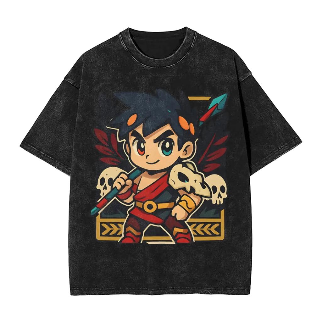 Classic Retro Game Hades Zagreus Funny Graphic Print T-Shirt Men Women Vintage Washed Cotton Y2K Harajuku Unisex Oversize Streetwear Short Sleeve Top