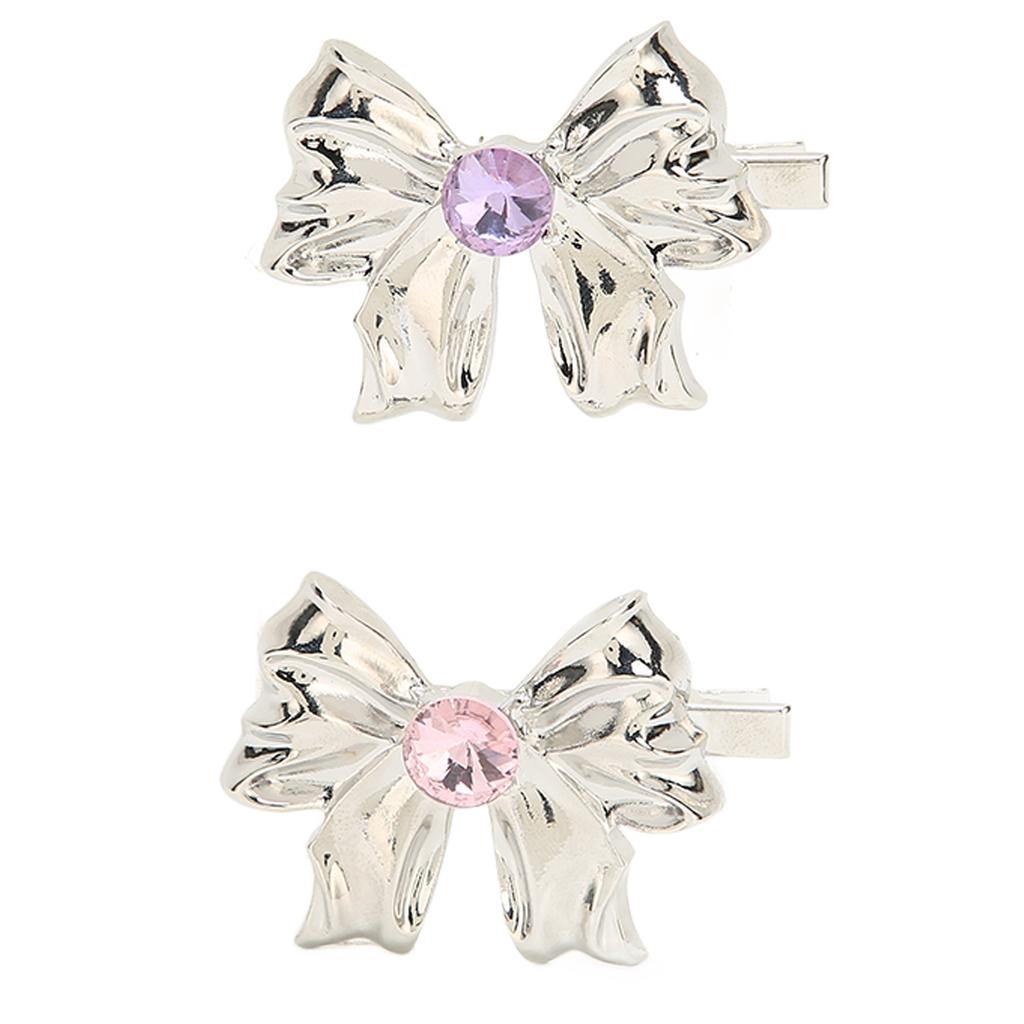 2 Stück Schleife Haarnadel Metall Wellen Silber Haarschleife Haarspange Zentraler Schmuck Niedliche Haarnadel