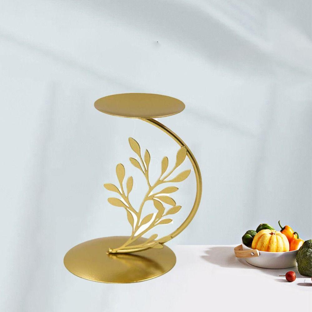Romantic Rust-proof Leaves Candlestick Stand Exquisite Small Gold Candle Holder Modern Desktop Candlestick Ornaments Table