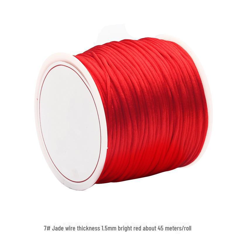 Handgefertigtes rotes geflochtenes Seilarmband mit chinesischem Jadeknoten