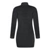 Women's High Neck Long Sleeve Plush Dress Women's And Winter Plush Knitting Color Casual Dress