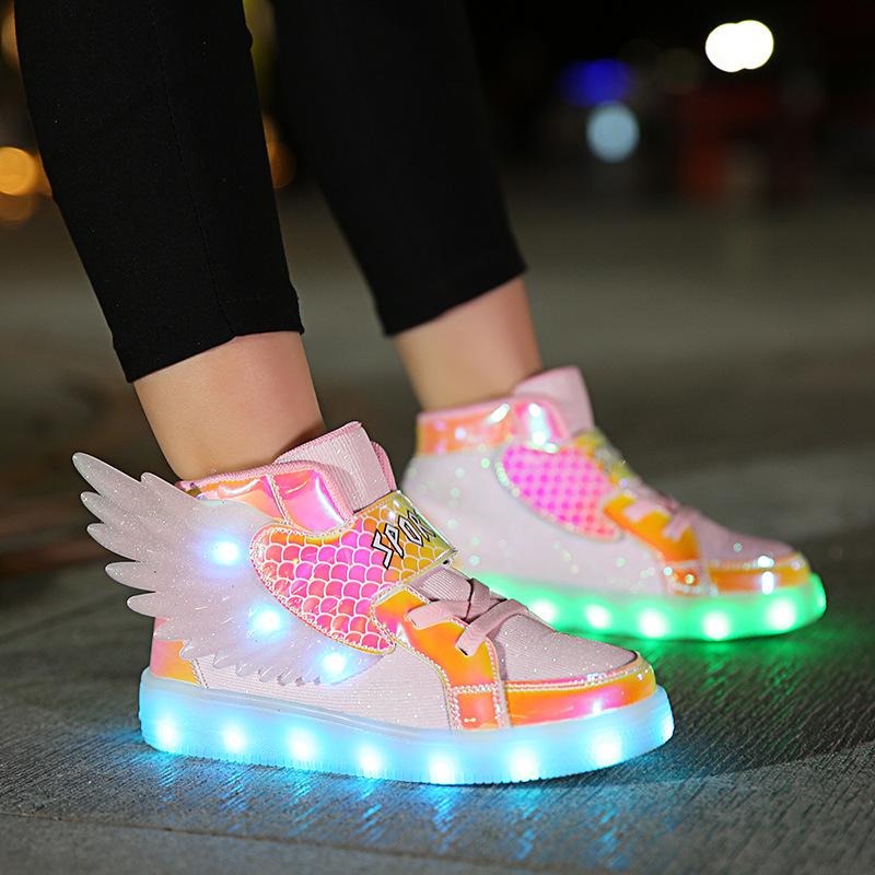 

USB Rechargeable LED Light-Up Kids Shoes - Spring/Autumn Style with Seven-Color Glow, Trendy for Small & Medium Children 36