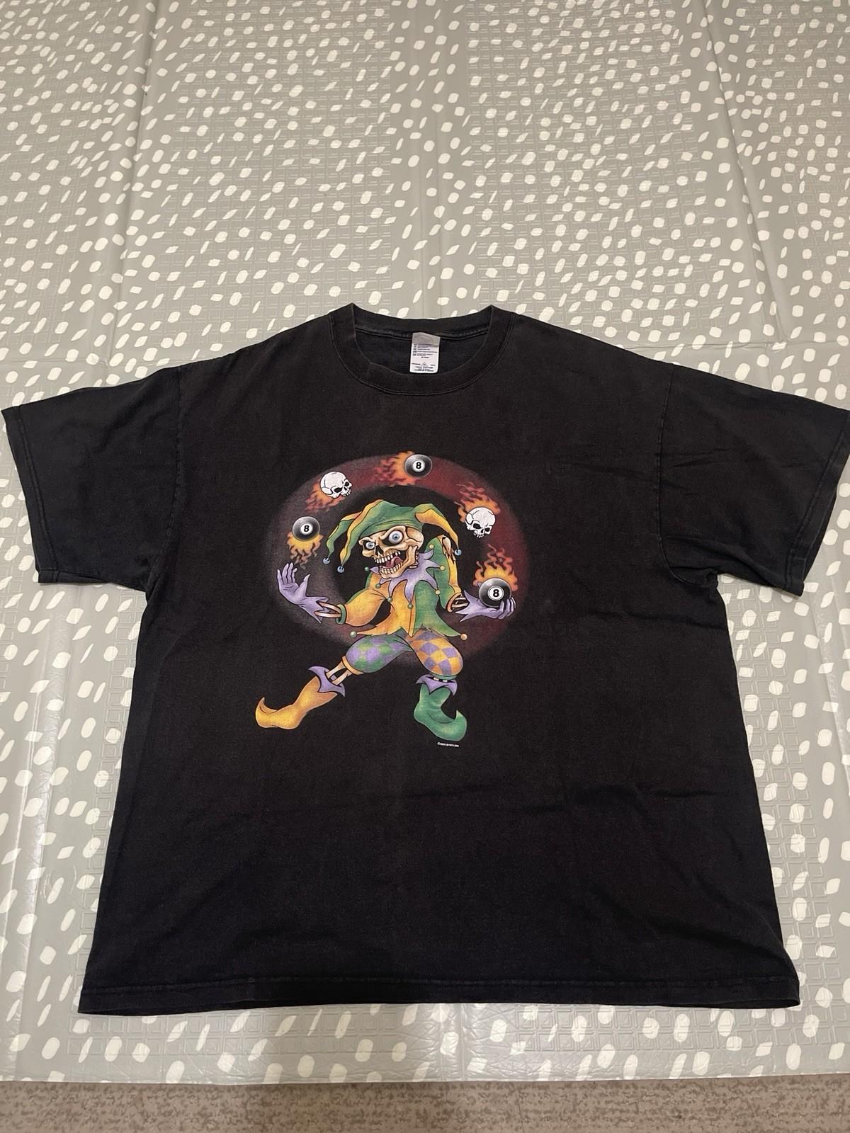 Y2k Vtg Skull Clown Jester 8-Ball Print T-Shirt Men s Sz XL Vintage Black S разноцветный