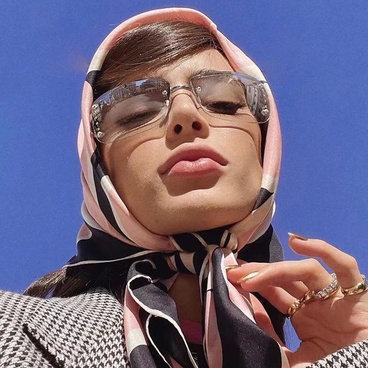 Frameless Diamond-Studded Snow Sunglasses for Women, Y2K Glasses, Trendy Cool Tech-Feel Cyberpunk Sunglasses