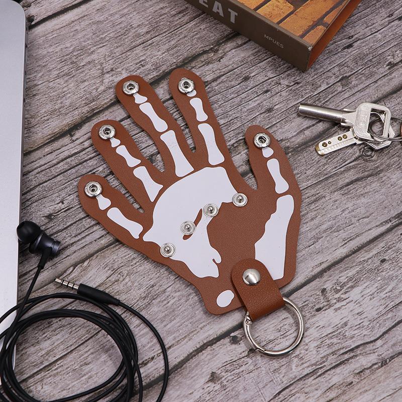Creative Punk Style Skeleton Finger Keychains PU Leather Halloween Novelty Keychains New Popular Products Funny Bone Keyholders