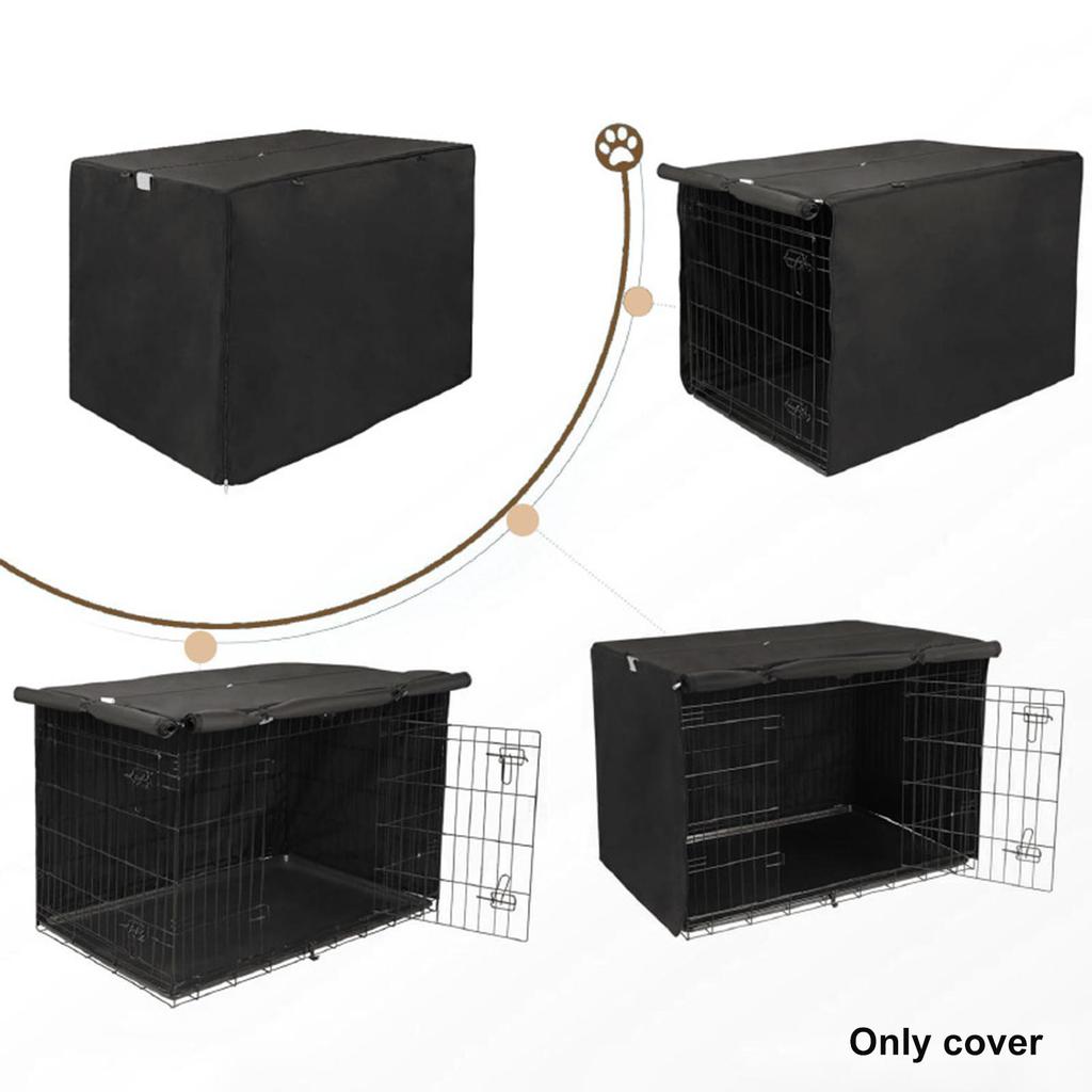 Pet Kennel Cover Black Breathable Warm Removable Lightweight Dog Crate 94cmx60cmx64cm