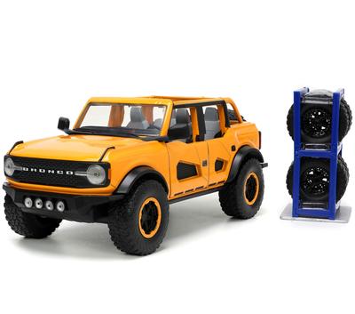 JADATOYS JUST TRUCKS WHEELS 2021 FORD BRONCO YE Mini Car 34025 124 w/RACK &