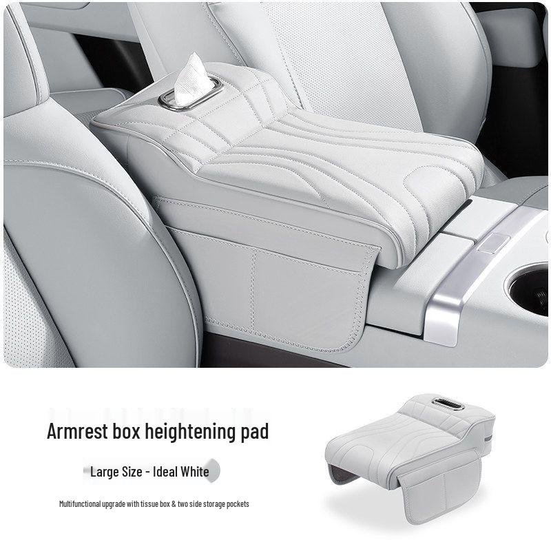 Zunjie S800 Armrest Box Pad with Tissue Box, Cup Holder, and Storage Bag for Car Interior Accessories.