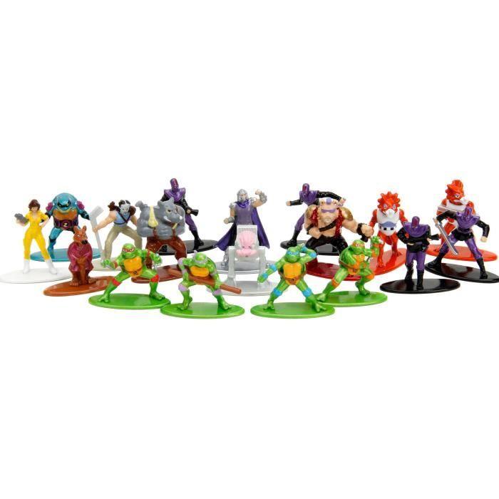 Figurines tortues ninja warrior en métal - set de 18 pièces - jada - collection de personnages détaillés