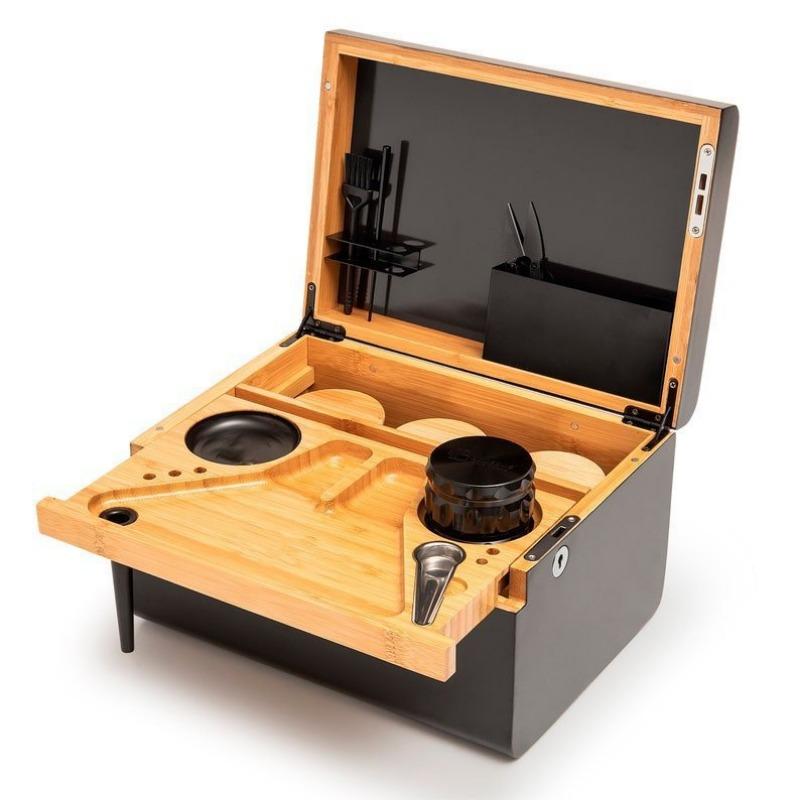 Premium Bambus Aufbewahrungskiste Bewegliches Rolltablett Holzbox Etui Crusher Organizer Raucherzubehör Werkzeuge Tischdekorationen