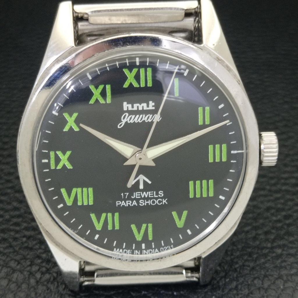VINTAGE HMT JAWAN HAND-WINDING INDIAN MENS BLACK COLOR DIAL WATCH A700283-5 R202-a700283