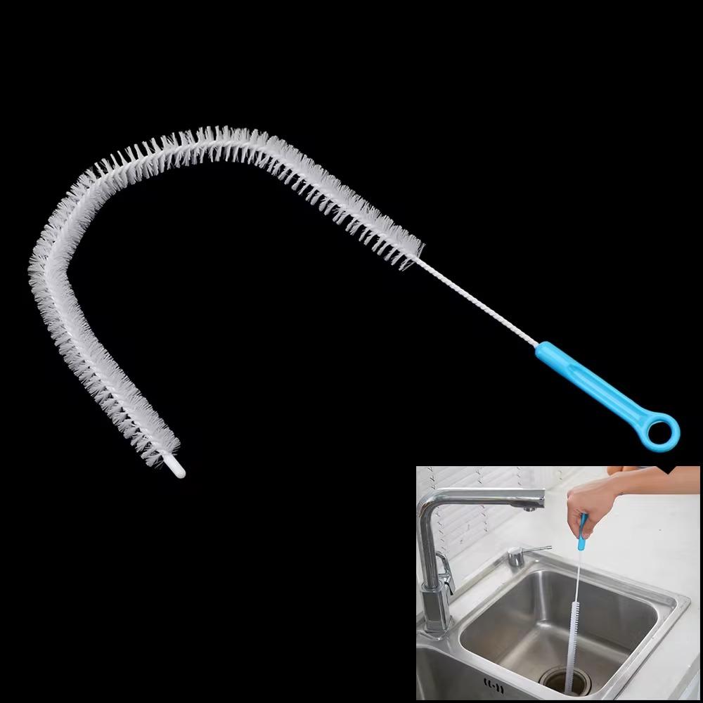 Household Cleaning Nylon Sewer Cleaning Brush Flexible Metal Sewer Pipeline Cleaning Tools Extended Kitchen Sink Brush