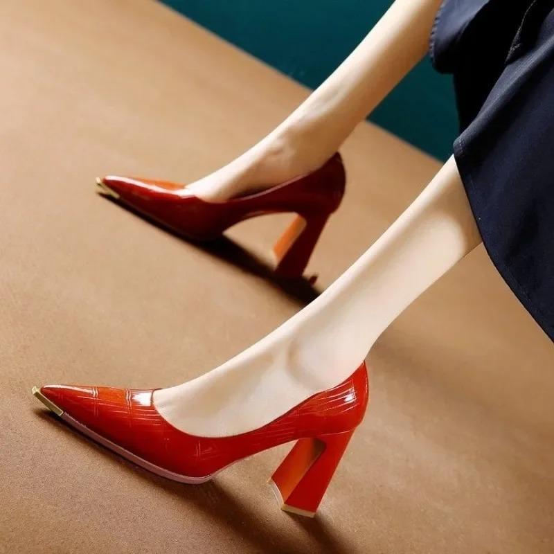 Woman Footwear Luxury Leather Casual On Heeled Square Toe White Formal Shoes For Women Trend Sale Youthful Emo And Low