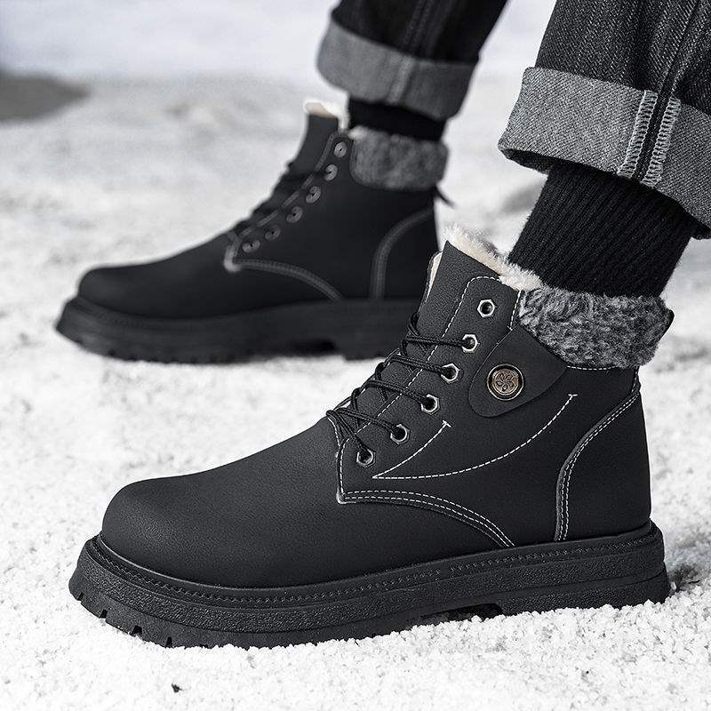 Winter Schneestiefel Herren Fleece Verdickt Thermische Martin Stiefel Herren Casual Kurze Stiefel High Top Wasserdicht Nordost Baumwollschuhe