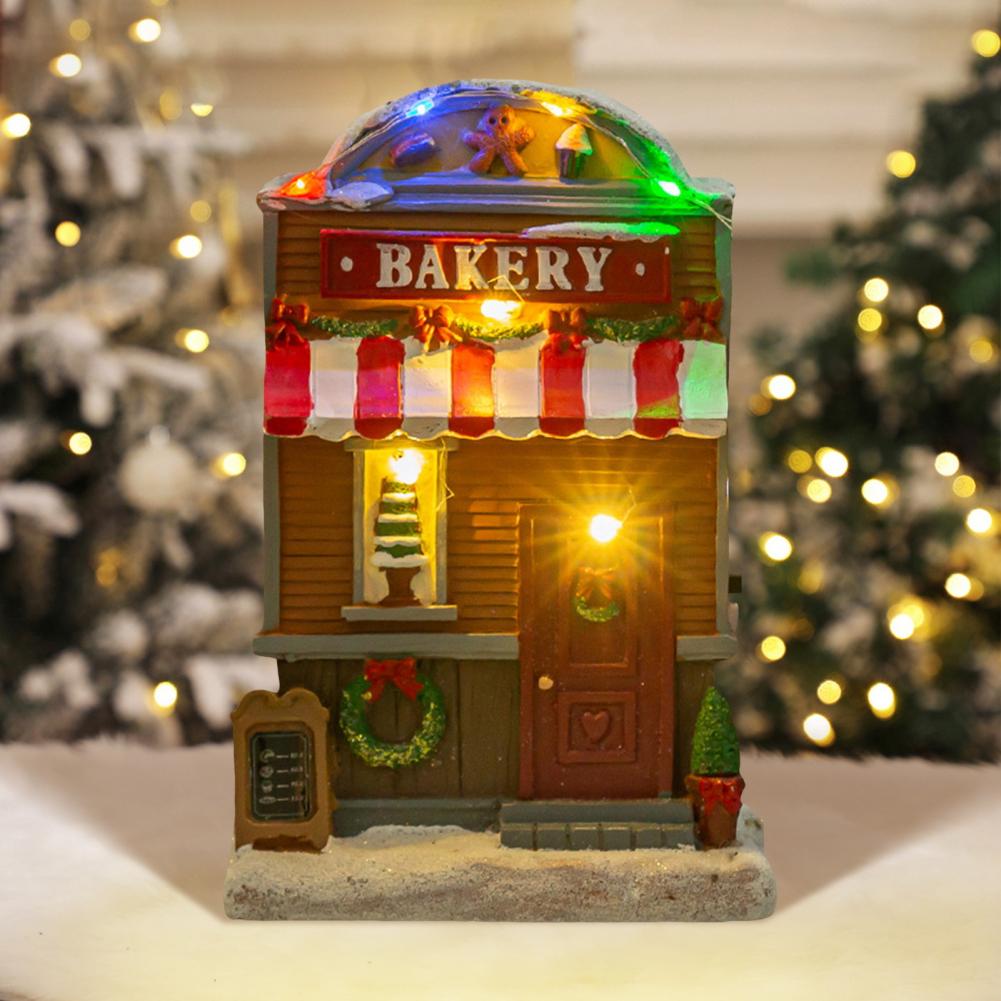 Festive Tabletop Display Led House with Music Battery Operated Holiday Centerpiece for Tabletop Display Festive Resin Figurine