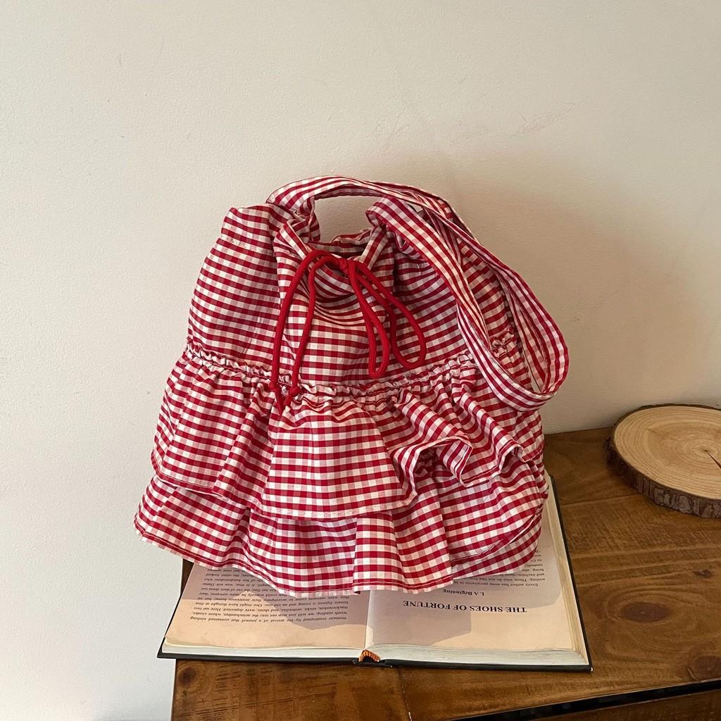 Solid Retro Color Grid Canvas Stylish Bag Stitch Details Everyday Travel Use