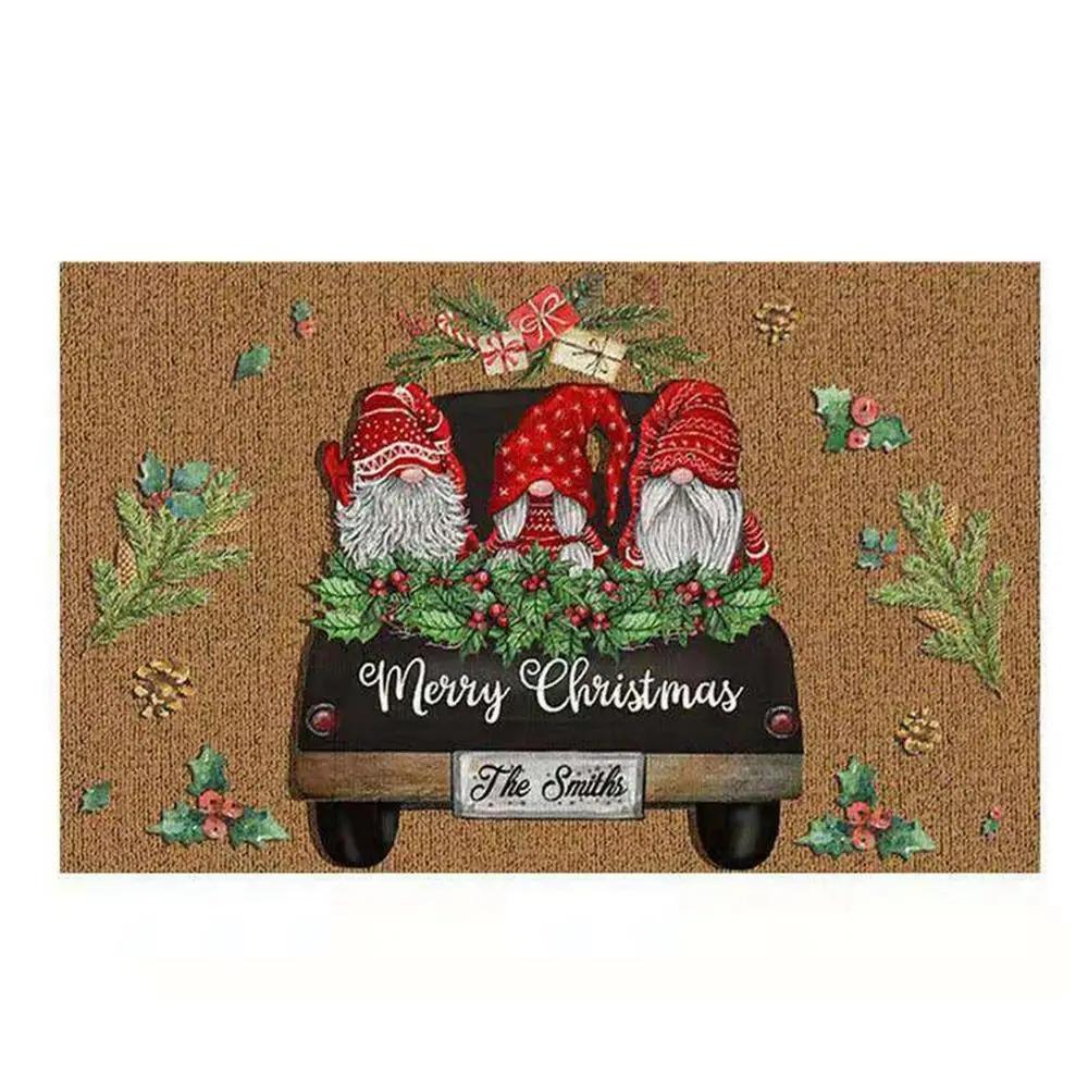 

40*60cm Christmas Door Mat New Year Nonslip Entryway Floor Rug Floor Decoration Cartoon Pattern Pad Letters Doormat Home Carpet 40cm x 60cm