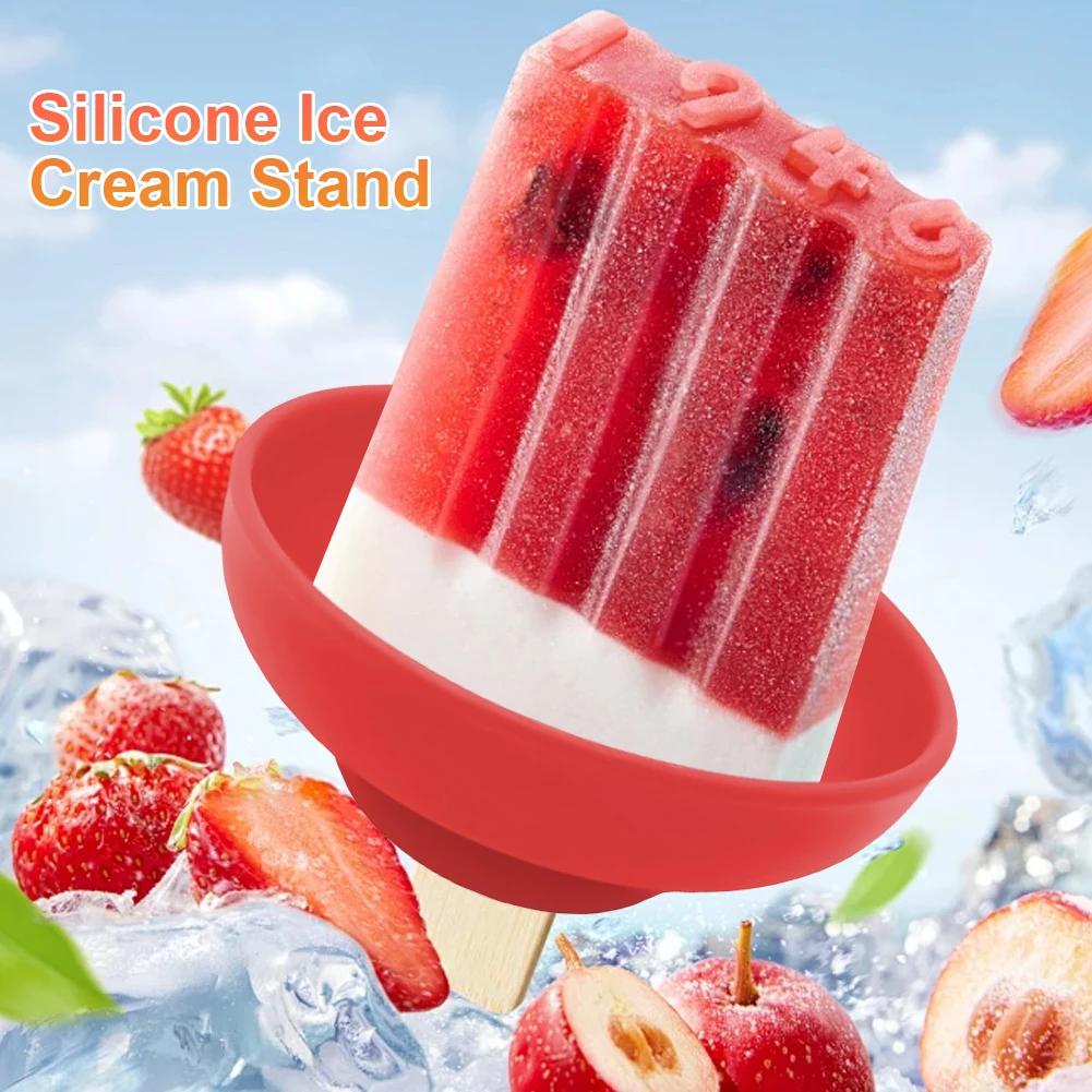 1/4PCS Silicone Drip-Proof Popsicle Rack Food-grade Reusable Ice Holder Ice Cream Tools Portable Popsicle Protector for Kids