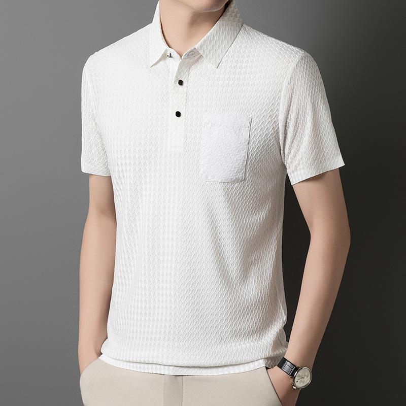 The BAY Trendy Casual Heren Poloshirt met Korte Mouwen, Zakje en Elastische Kraag Extra Large wit