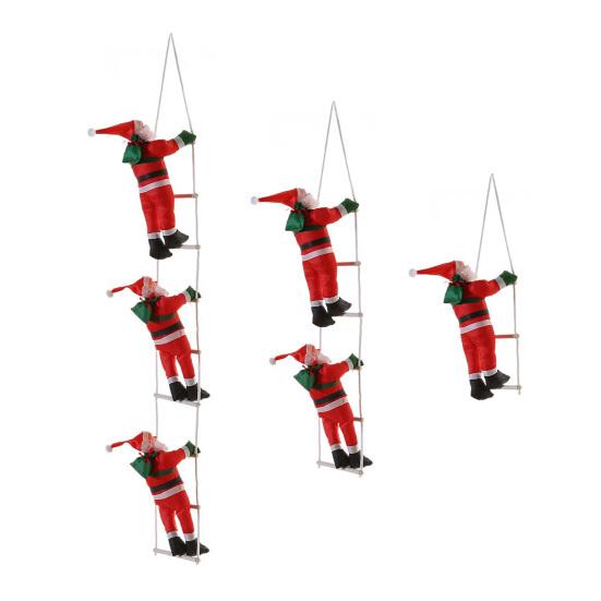 Yousheng Santa Claus On Ladder Ornament Plush Hanging Decor for Christmas Tree Window Staircase Festive Holiday Decoration with Rope