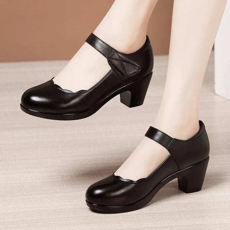 Small Size 32-43 Medium Block Heels Wedding Shoes Women Red White 2025 Comfortable Mary Janes Platform Pumps for Dance Mother
